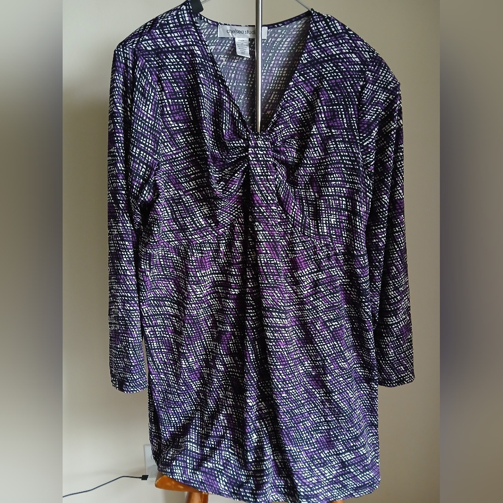 Chelsea Studio Tunic Top Purple black 1X